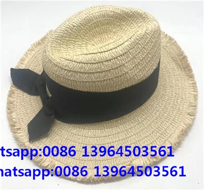 Sort bowknot kvast Fedora Sun stråhat