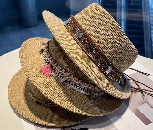 Boho Brown Dame Straw Beach Hat