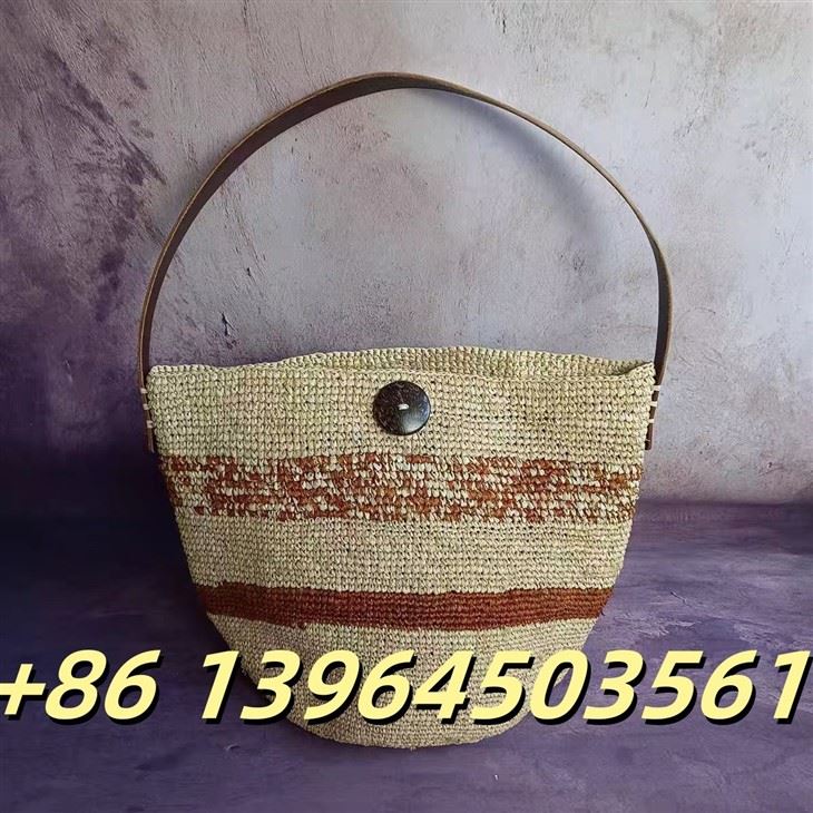 Håndvævet skulder raffia taske