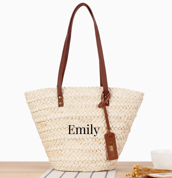 Natural Corn Husk Straw Women Poss