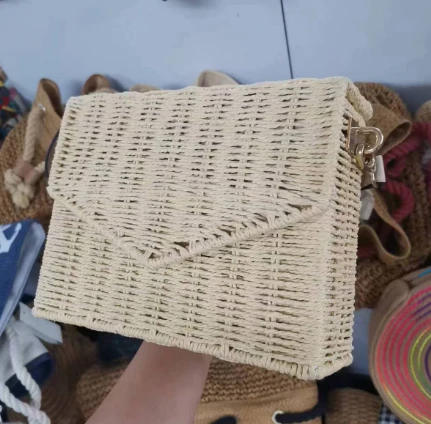 Naturlig rattan dame strandtaske