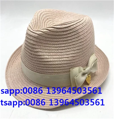 Lyserosa kvinder papir halm fedora cap sol hat