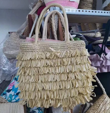 Håndvævede kvaster Beidge Straw Bag