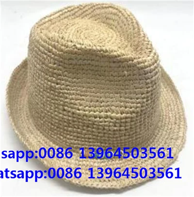 Håndvævet hæklet Fedora blød stråhat