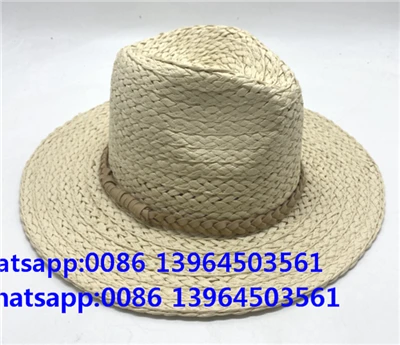 Naturlig håndvævet papir hvid fletning fedora hat
