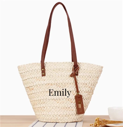 Natural Corn Husk Straw Women Poss