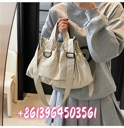 Nylon stof skulder taske beige